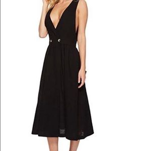 FP Diana Wrap Midi Dress Black Cotton Pocket M